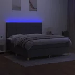 sötétszürke szövet rugós és LED-es ágy matraccal 180 x 200 cm