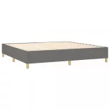 sötétszürke szövet rugós és LED-es ágy matraccal 200x200 cm