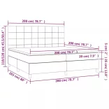 fekete szövet rugós és LED-es ágy matraccal 200x200 cm