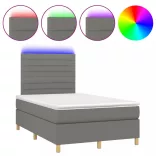 sötétszürke szövet rugós és LED-es ágy matraccal 120 x 200 cm