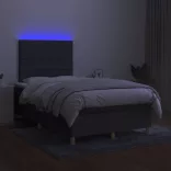 sötétszürke szövet rugós és LED-es ágy matraccal 120 x 200 cm