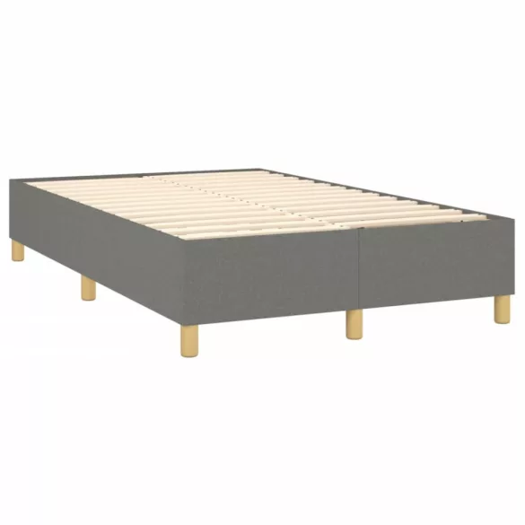 sötétszürke szövet rugós és LED-es ágy matraccal 120 x 200 cm
