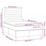 sötétszürke szövet rugós és LED-es ágy matraccal 120 x 200 cm