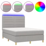 sötétszürke szövet rugós és LED-es ágy matraccal 140x190 cm