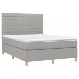 sötétszürke szövet rugós és LED-es ágy matraccal 140x190 cm