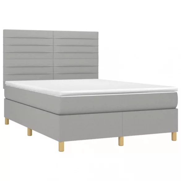 sötétszürke szövet rugós és LED-es ágy matraccal 140x190 cm