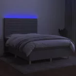 sötétszürke szövet rugós és LED-es ágy matraccal 140x190 cm