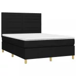 fekete szövet rugós és LED-es ágy matraccal 140x190 cm
