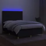 fekete szövet rugós és LED-es ágy matraccal 140x190 cm