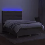 tópszínű szövet rugós és LED-es ágy matraccal 140x190cm