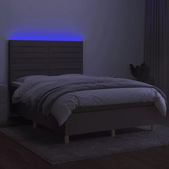 tópszínű szövet rugós és LED-es ágy matraccal 140x190cm