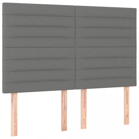 sötétszürke szövet rugós és LED-es ágy matraccal 140x200 cm
