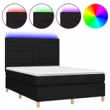 fekete szövet rugós és LED-es ágy matraccal 140x200 cm