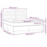 sötétszürke szövet rugós és LED-es ágy matraccal 160x200 cm