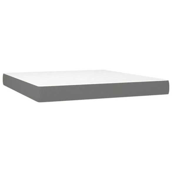 sötétszürke szövet rugós és LED-es ágy matraccal 180 x 200 cm