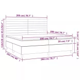 sötétszürke szövet rugós és LED-es ágy matraccal 200x200 cm