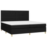 fekete szövet rugós és LED-es ágy matraccal 200x200 cm