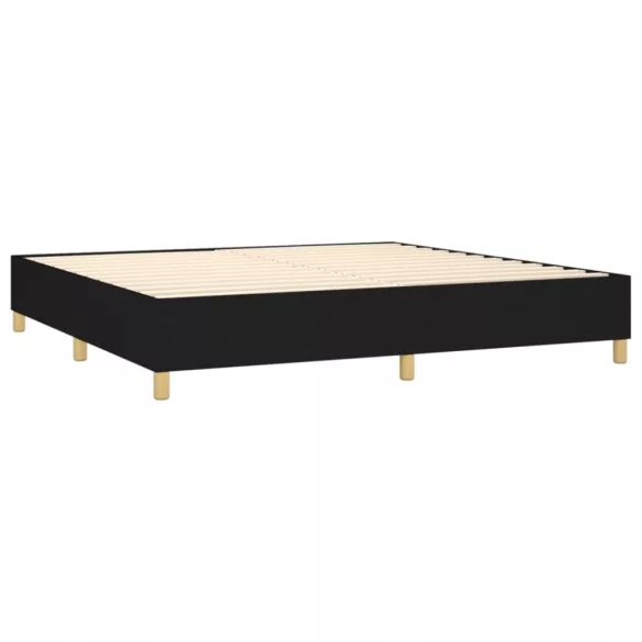 fekete szövet rugós és LED-es ágy matraccal 200x200 cm