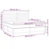 fekete szövet rugós és LED-es ágy matraccal 200x200 cm