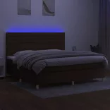 barna szövet rugós és LED-es ágy matraccal 200x200 cm