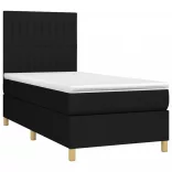 fekete szövet rugós és LED-es ágy matraccal 90x190 cm