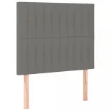 sötétszürke szövet rugós és LED-es ágy matraccal 90x200 cm