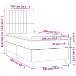 sötétszürke szövet rugós és LED-es ágy matraccal 100x200 cm