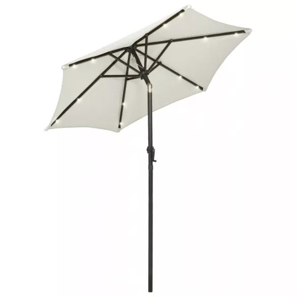 homokszínű alumínium napernyő LED-világítással 200 x 211 cm