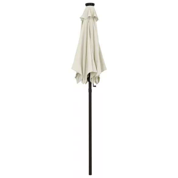 homokszínű alumínium napernyő LED-világítással 200 x 211 cm