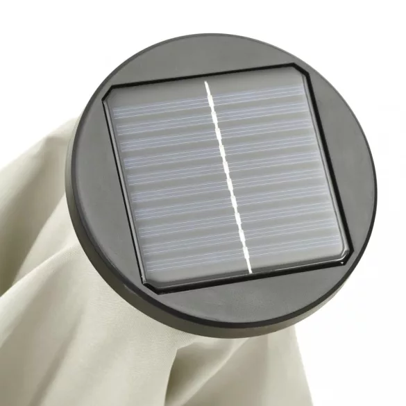 homokszínű alumínium napernyő LED-világítással 200 x 211 cm