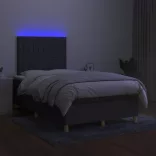 sötétszürke szövet rugós és LED-es ágy matraccal 120 x 200 cm