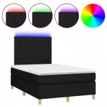fekete szövet rugós és LED-es ágy matraccal 120 x 200 cm