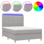 sötétszürke szövet rugós és LED-es ágy matraccal 140x190 cm