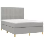 sötétszürke szövet rugós és LED-es ágy matraccal 140x190 cm
