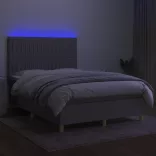 sötétszürke szövet rugós és LED-es ágy matraccal 140x190 cm