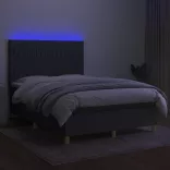 sötétszürke szövet rugós és LED-es ágy matraccal 140x190 cm