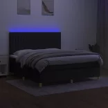 fekete szövet rugós és LED-es ágy matraccal 160x200 cm