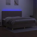 tópszínű szövet rugós és LED-es ágy matraccal 200 x 200 cm