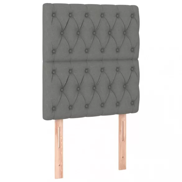 sötétszürke szövet rugós és LED-es ágy matraccal 80 x 200 cm