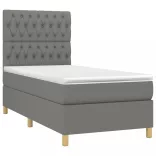 sötétszürke szövet rugós és LED-es ágy matraccal 90x190 cm