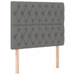 sötétszürke szövet rugós és LED-es ágy matraccal 90x190 cm