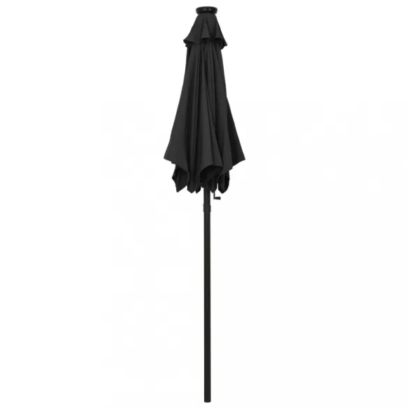 fekete alumínium napernyő LED-világítással 200 x 211 cm