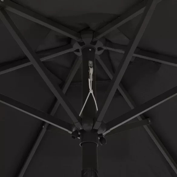 fekete alumínium napernyő LED-világítással 200 x 211 cm