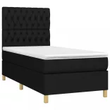fekete szövet rugós és LED-es ágy matraccal 90x200 cm