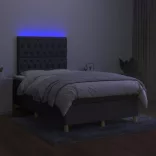 sötétszürke szövet rugós és LED-es ágy matraccal 120 x 200 cm