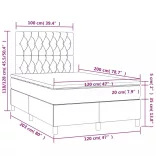 sötétszürke szövet rugós és LED-es ágy matraccal 120 x 200 cm