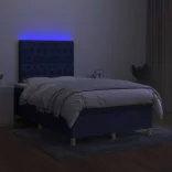 fekete szövet rugós és LED-es ágy matraccal 120 x 200 cm
