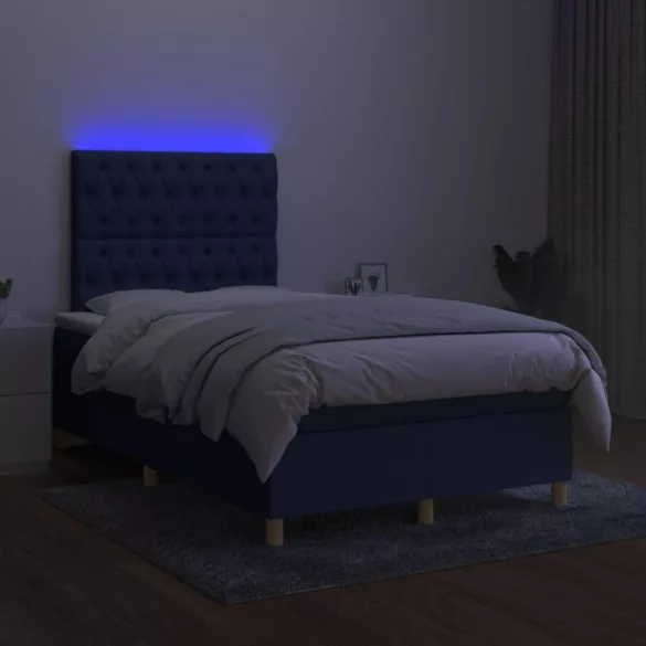 fekete szövet rugós és LED-es ágy matraccal 120 x 200 cm