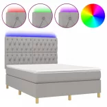 sötétszürke szövet rugós és LED-es ágy matraccal 140x190 cm