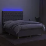 sötétszürke szövet rugós és LED-es ágy matraccal 140x190 cm